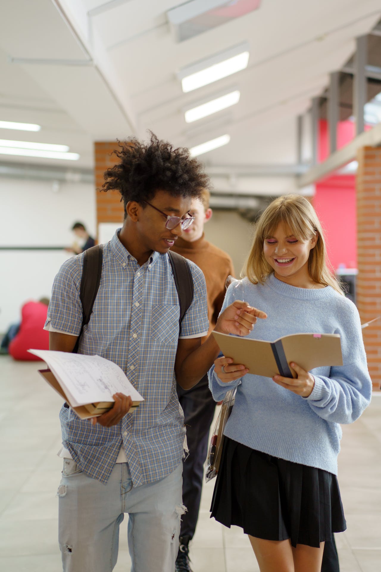 Students talking in the hallway